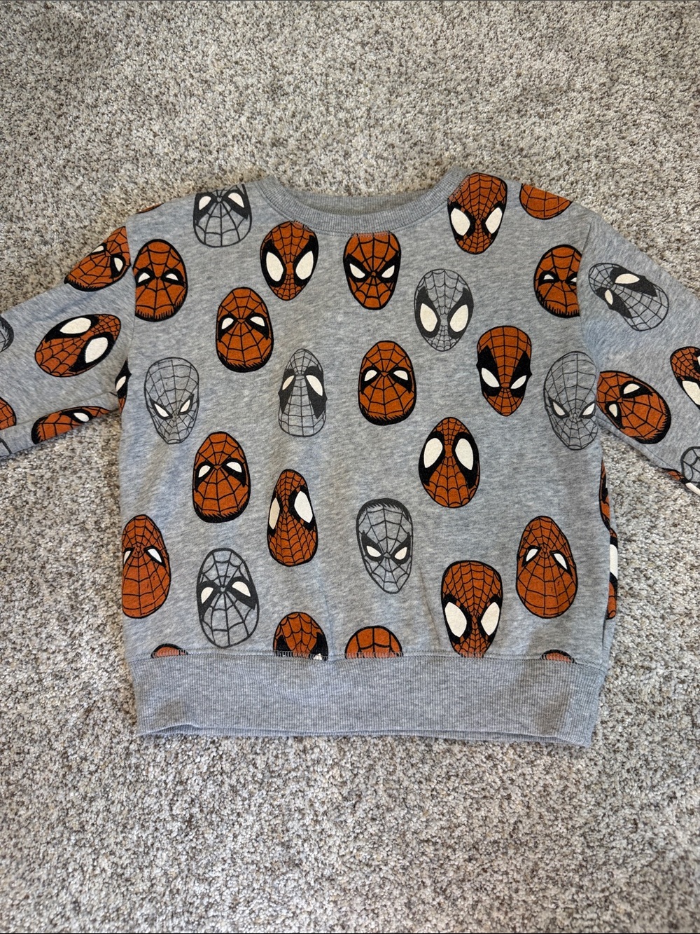 Marvel Kids Grey Sweatshirt with Red & Gray Spider-Man Masks - 5T